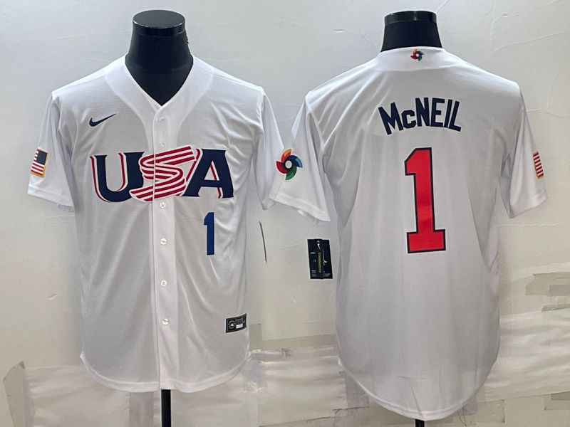 Men 2023 World Cub USA #1 Mcneil White Nike MLB Jersey7->more jerseys->MLB Jersey